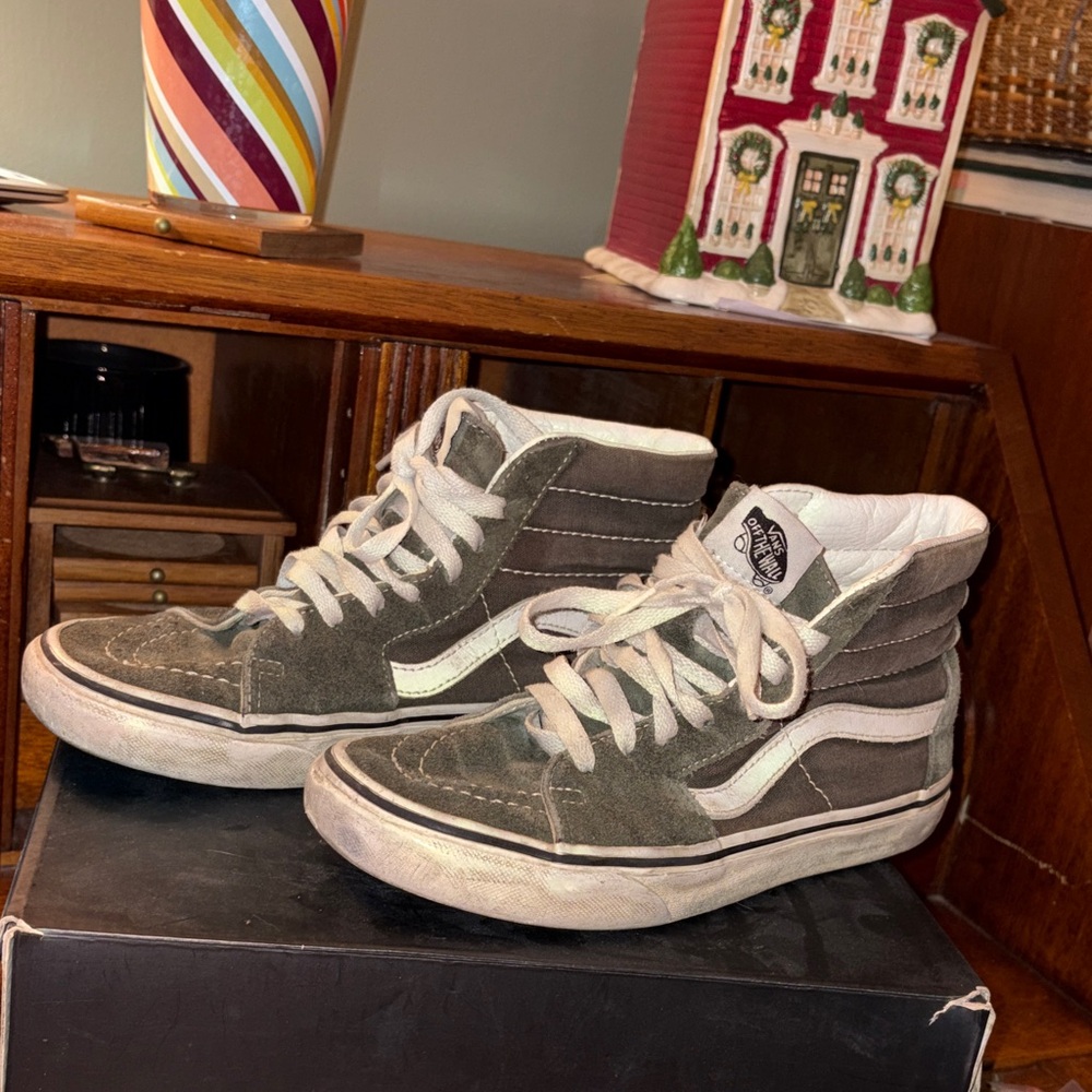 Vans Green and White High-Top Sneakers